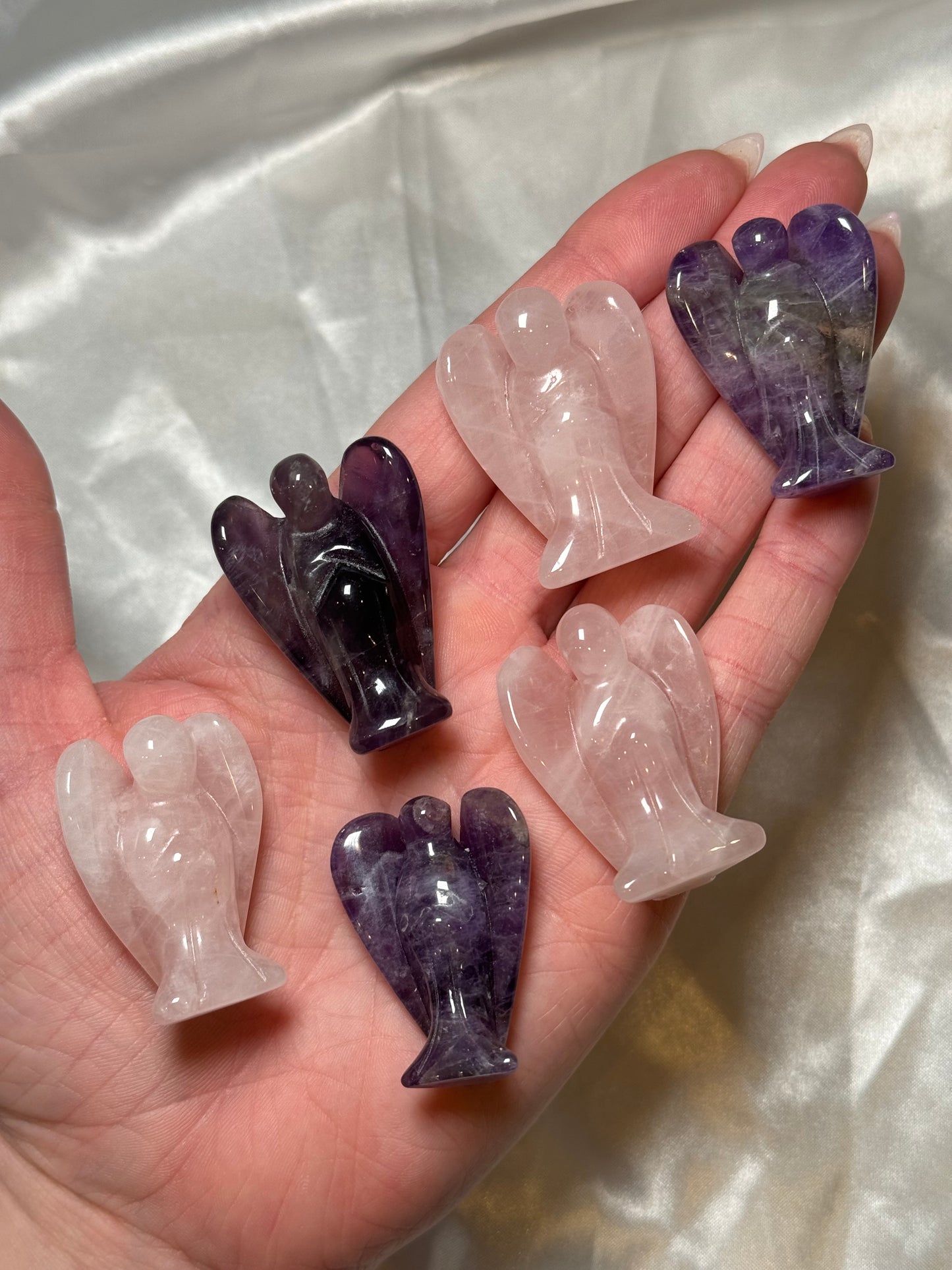 1.5" angel carving - rose quartz and amethyst