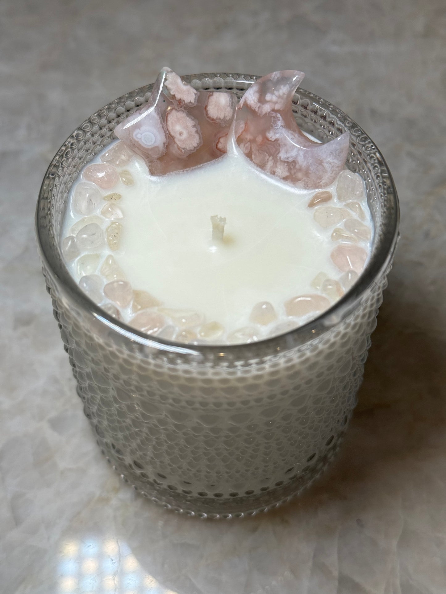 flower agate candle - transformation & growth (Warm Cashmere)